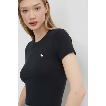 Abercrombie & Fitch tricou femei, culoarea negru