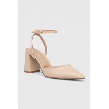 Aldo pantofi de piele Enerelia culoarea bej, cu toc drept, cu toc deschis, 13749071.Enerelia