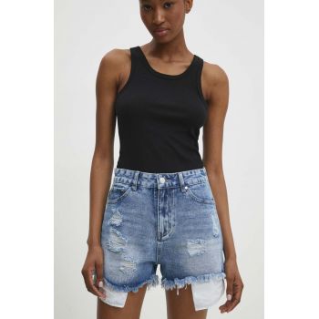 Answear Lab pantaloni scurti jeans femei, neted, high waist