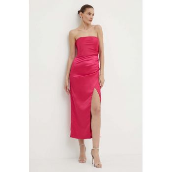 Bardot rochie YANA culoarea roz, midi, mulata, 59217DB