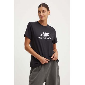 New Balance tricou din bumbac Sport Essentials femei, culoarea negru, WT41502BK