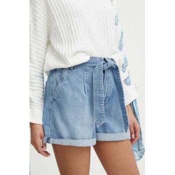 Pepe Jeans pantaloni scurti jeans A-LINE SHORT UHW VINTAGE femei, neted, high waist, PL801119