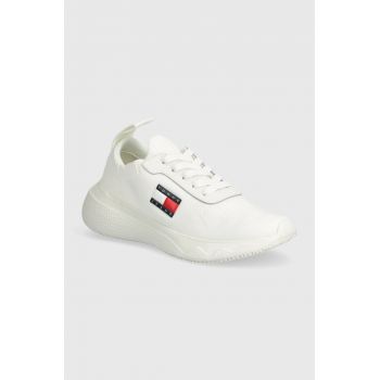 Tommy Jeans sneakers TJW KNIT RUNNER culoarea alb, EN0EN02564