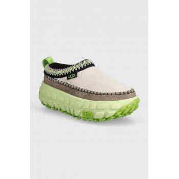 UGG papuci din piele Venture Daze femei, culoarea bej, cu platforma, 1155650