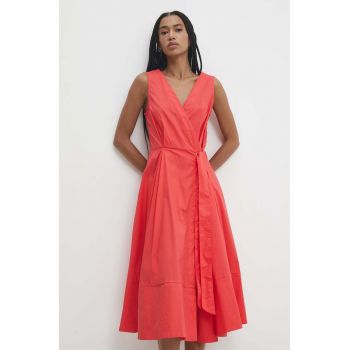 Answear Lab rochie din bumbac culoarea portocaliu, midi, evazati ieftina