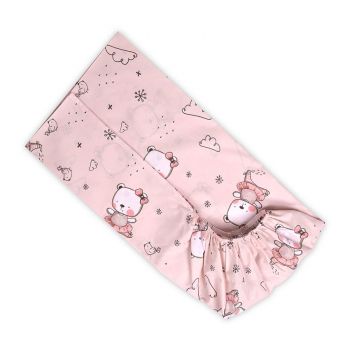 Cearceaf cu banda elastica bumbac ranforce 60 x 120 cm Pink Ballerina Bear la reducere