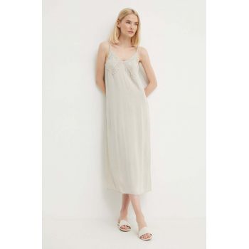 Sisley rochie culoarea bej, maxi, drept