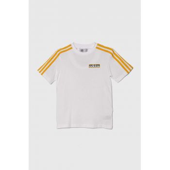 adidas Originals tricou de bumbac pentru copii culoarea alb, cu imprimeu