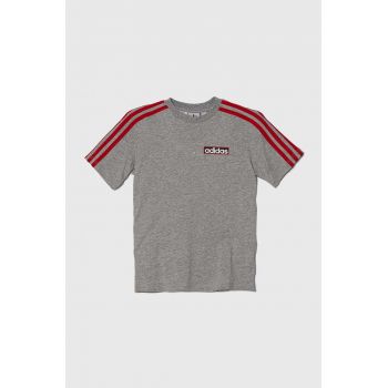 adidas Originals tricou de bumbac pentru copii culoarea gri, cu imprimeu