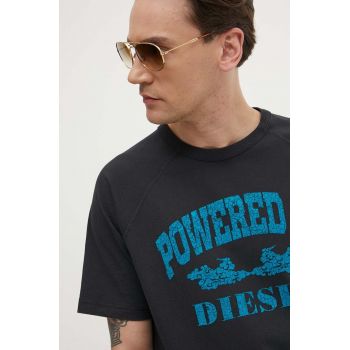 Diesel tricou din bumbac T-RUST barbati, culoarea negru, cu imprimeu, A13280.0DQAU