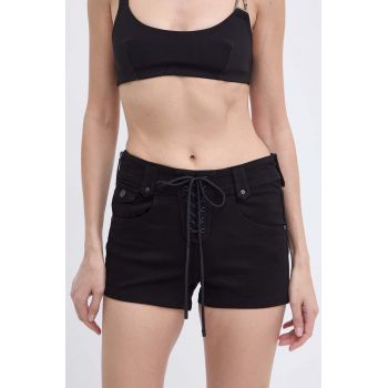 Miss Sixty pantaloni scurti jeans JJ3420 DENIM SHORTS femei, culoarea negru, neted, high waist, 6L2JJ3420000