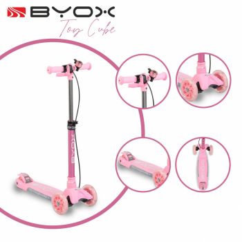 Trotineta pliabila cu lumini LED Byox Toy Cube Pink