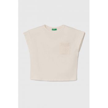 United Colors of Benetton tricou copii culoarea bej