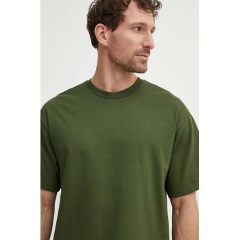 United Colors of Benetton tricou din bumbac barbati, culoarea verde, neted