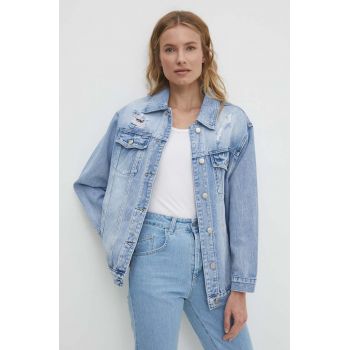 Answear Lab geaca jeans femei, de tranzitie, oversize