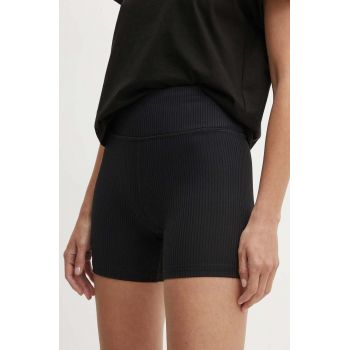 Dkny pantaloni scurti femei, culoarea negru, neted, high waist, DP4S5172