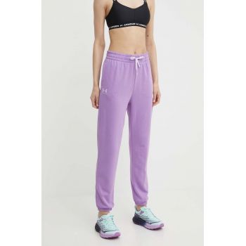 Under Armour pantaloni de antrenament Rival culoarea violet, neted