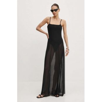 Gestuz rochie culoarea negru, maxi, mulata, 10909340