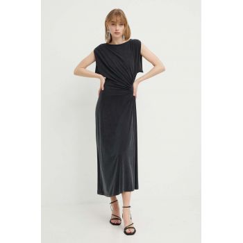 IRO rochie culoarea gri, midi, evazati