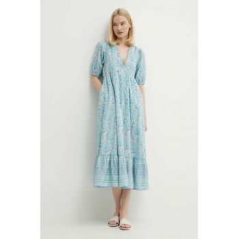 Pepe Jeans rochie din bumbac MAFALDA midi, evazati, PL953479