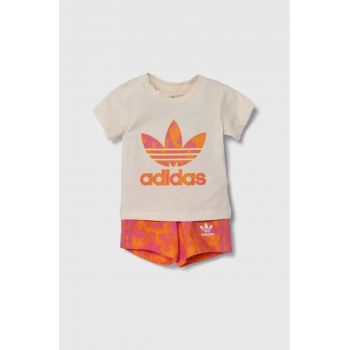 adidas Originals set de bumbac pentru bebelusi culoarea portocaliu