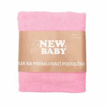 Husa New Baby universala pentru saltea de infasat din bumbac terry 50x70 cm pink