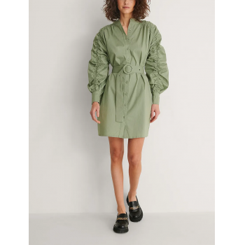 Rochie cu centura reglabila, verde, dama