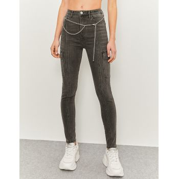 Blugi skinny fit cu buzunare