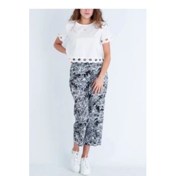 Pantaloni regular fit cu imprimeu