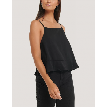 Top cu bretele si volan, negru, XS