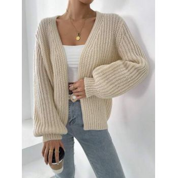 Cardigan cu maneci largi, din tricot, alb, dama