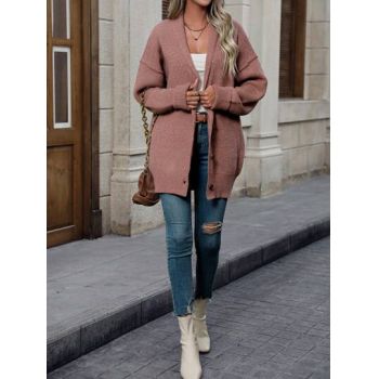 Cardigan oversized cu nasturi, roz, dama