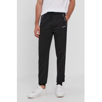 Pantaloni sport cu logo si snur reglabil, negru