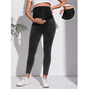 Blugi skinny fit cu buzunare, Maternity, negru, dama