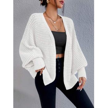 Cardigan din tricot cu maneci largi, alb, dama