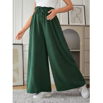 Pantaloni largi, cu snur reglabil, Maternity, verde, dama