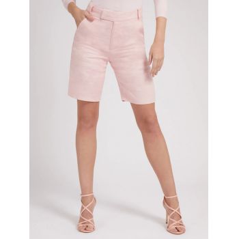 Pantaloni scurti din in cu buzunare, roz, dama, Guess