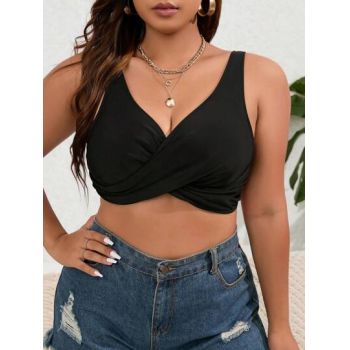 Sutien de baie petrecut, cu bretele, negru, dama, Shein