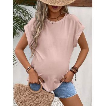 Tricou cu decolteu, Maternity, roz, dama, Shein la reducere