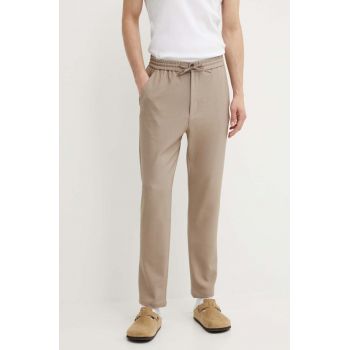 Les Deux pantaloni barbati, culoarea bej, cu fason chinos, LDM501101