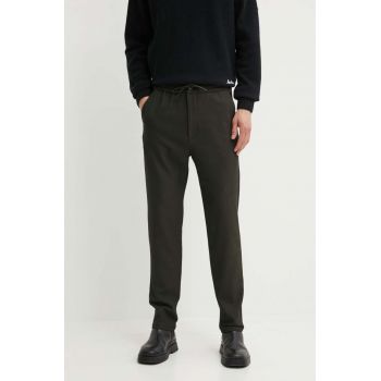 Les Deux pantaloni barbati, culoarea verde, cu fason chinos, LDM501101