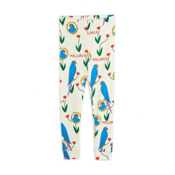 Mini Rodini leggins din bumbac pentru copii Parrots culoarea bej, modelator