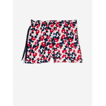 Pantaloni scurti cu imprimeu floral si talie inalta, rosu, fete, Ativo