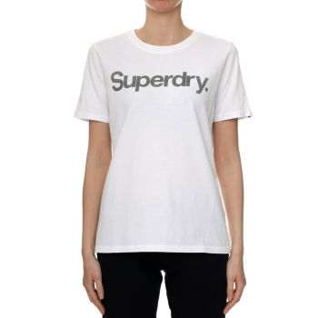 Tricou regular fit cu logo, alb, dama, SuperDry ieftin