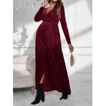 Rochie maxi, decolteu si maneca lunga, Maternity, visiniu, dama, Shein la reducere