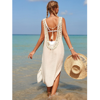 Rochie midi cover-up, crem, dama, Shein la reducere