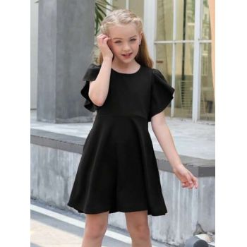 Rochie mini, cu maneca scurta, negru, fete, Shein