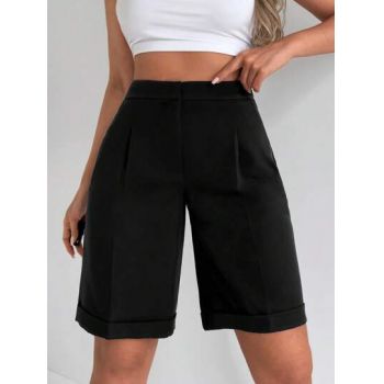 Pantaloni scurti, cu talie inalta, negru, dama, Shein ieftini