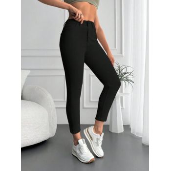 Blugi skinny, cu talie inalta, negru, dama, Shein