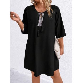 Rochie mini, cu maneci scurte, negru, dama, Shein